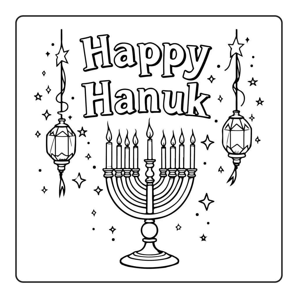 Bold and Easy Cute Hanukkah Coloring Pages